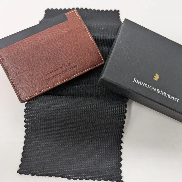 NWOT - Pebble Grain Leather Card Holder - Johnston & Murphy - Picture 1 of 4